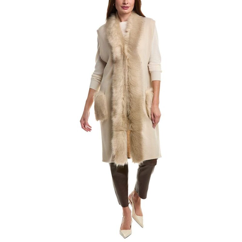 Surell Accessories Knit Vest, White